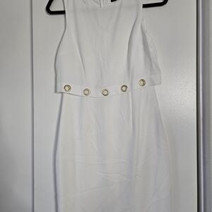 Ivanka Trump Cream Mini Dress with Gold Accents